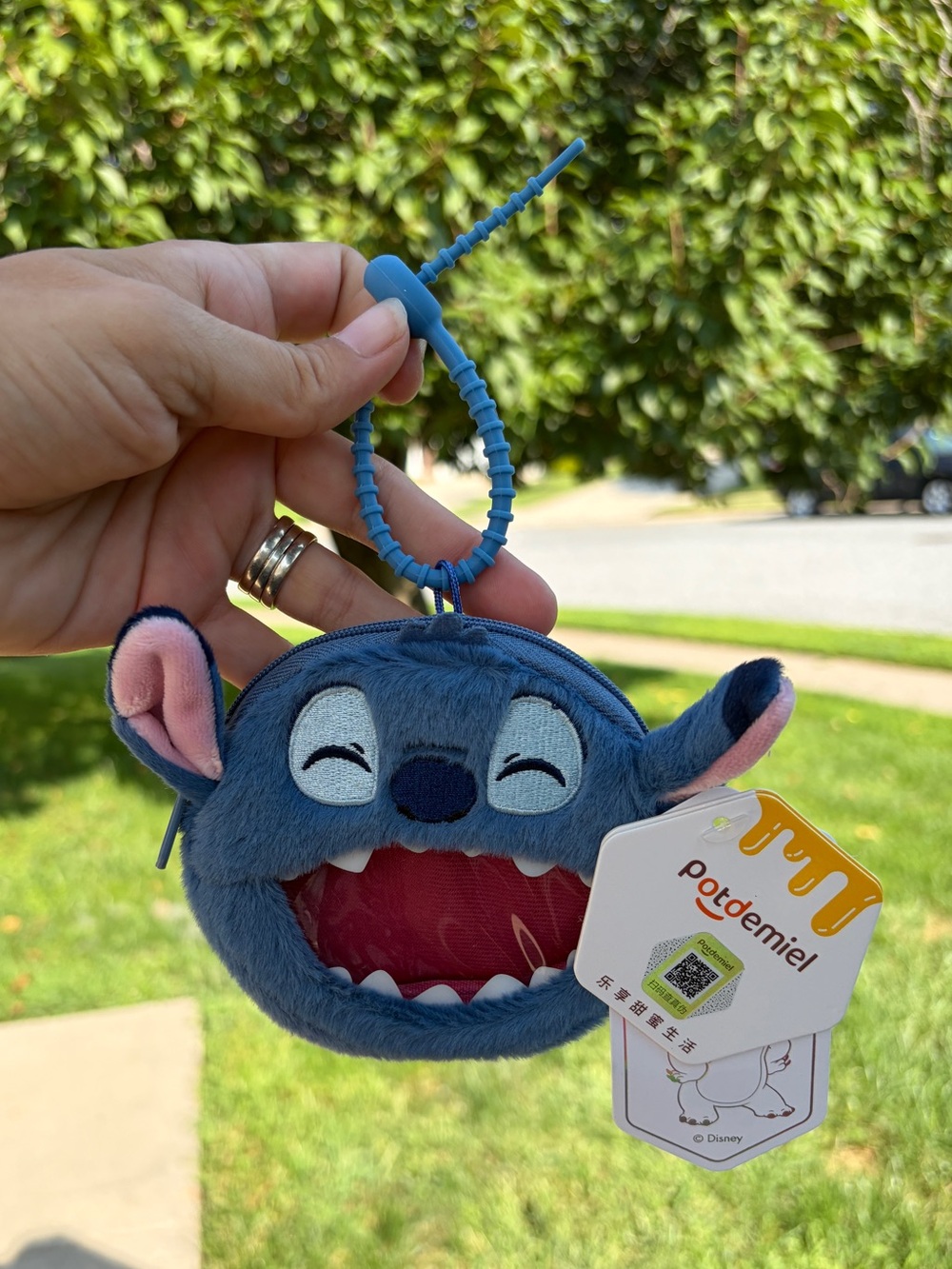 Disney Stitch Potdemiel Plush Coin Purse Bag Charm Playful Badge Bag NWT